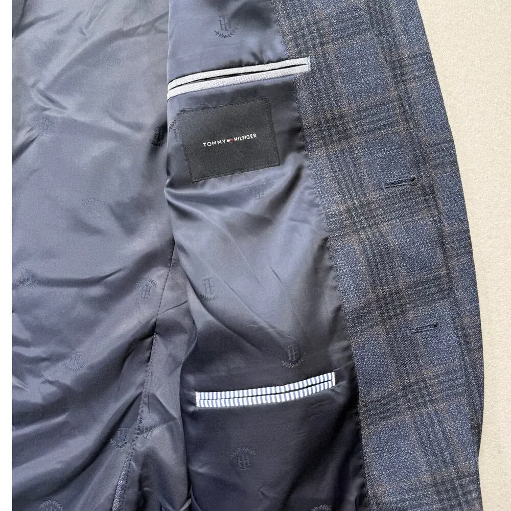 Tommy Hilfiger Men's Modern-Fit Check Sport Coat navy/brown  48R $295